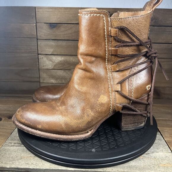 Bed Stu Womens Size 10 Cobbler Blaire Distressed Lace Zip Brown Leather Bootie - Picture 3 of 10
